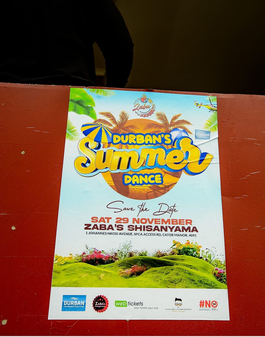 Poster for Durban's Summer Dance at Zaba's Shisanyama on Saturday 29 November